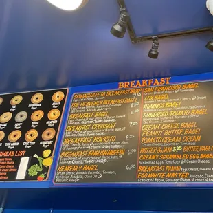 Menu and bagel and schmear types