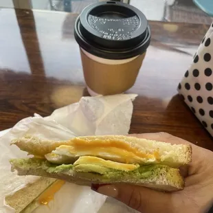 Egg and avocado panini