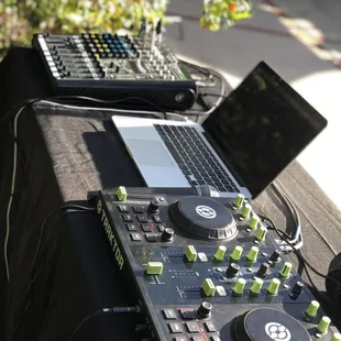 DJ set up for a 40th birthday party.