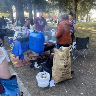 Mesquite charcoal bbq and salads