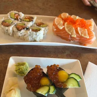 alaska roll, 49er roll, ikura nigiri