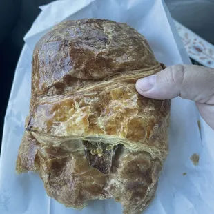 Ham and cheese croissant with jalapeños-yum!