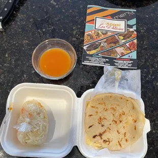 Chicken Pupusas with tomato sauce and pickled cabbage (12.4.23)