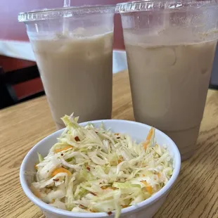 Perfect!! Horchata and fresh crispy salad for the pupusas