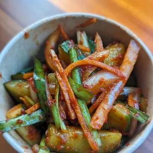 Cucumber Kimchi. Has a nice solid spicy kick to it. Well done.