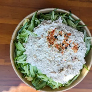 Tuna Cucumber Cup-Bop. Loved the kamut rice option! Pretty tasty alternative to plain white rice.