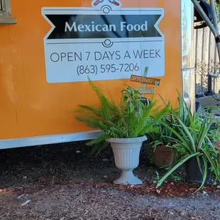 Trailer -front of the taco stand.