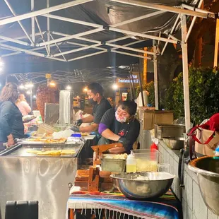 Fresh tortillas being made.