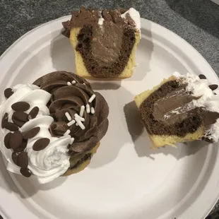 Two layers of cake inside a cupcake?!? Stuffed with chocolate custard?!? What?!?