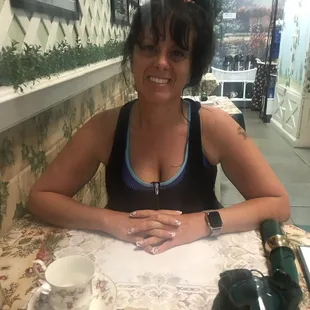 Me in this adorable tea room.