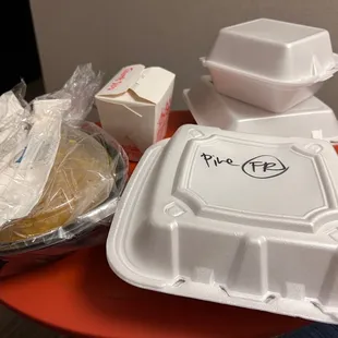 Take-out: 2 main, rice, 2 sides