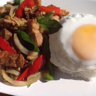 The picture doesn&apos;t do the dish justice.   Kra pao moo krob!