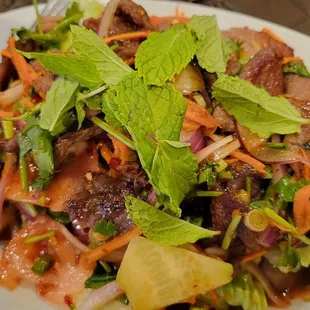 Beef salad.  Super generous portion.