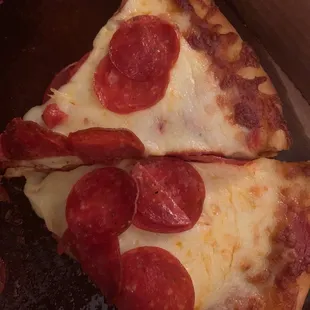 Horrible cheese not melted at all pizza cold