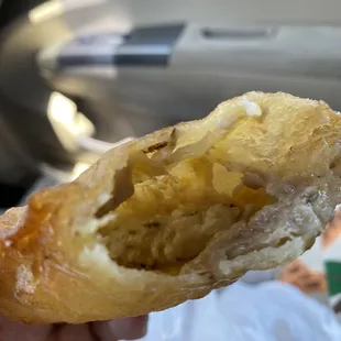 Banana fritter hollow with small pieces of cooked banana only on weekends signature item