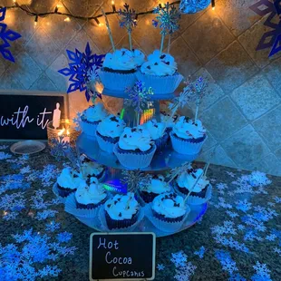 a display of cupcakes