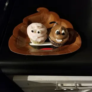 two cupcakes on a plate