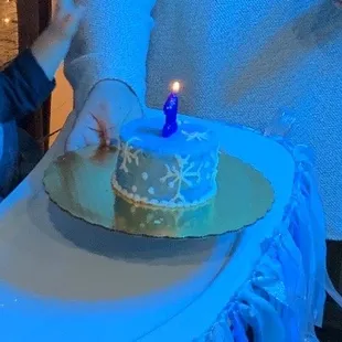 a cake with a candle on it