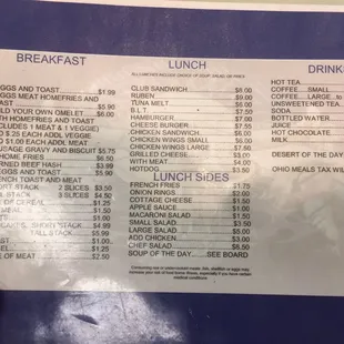 breakfast menu