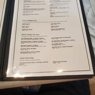 Current menu as of July 2024