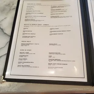 Current menu as of July 2024