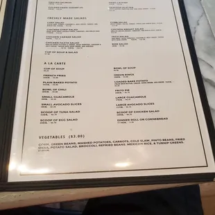 Current menu as of July 2024