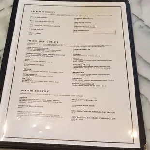 Current menu as of July 2024