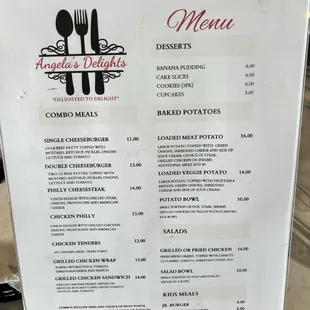 Menu for the start of 2025