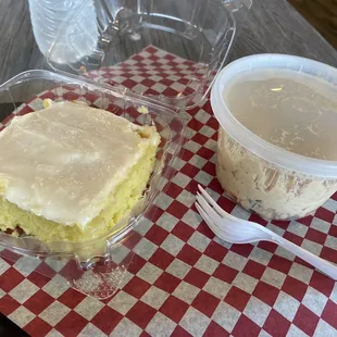 Lemon Cake and Chicken Salad