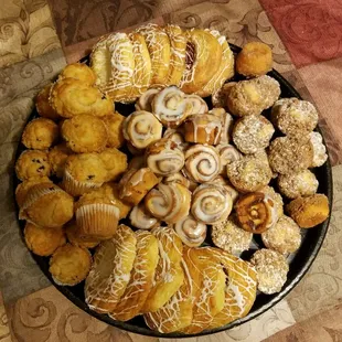 a plate of pastries