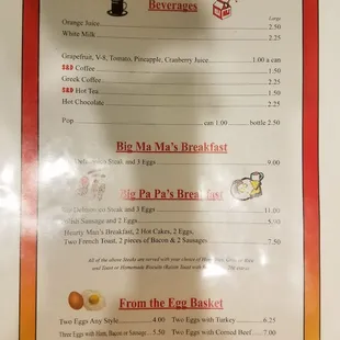 menu