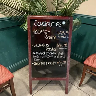 Specialty menu board