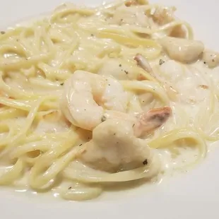 Chicken, shrimp, pasta with delicious home made sauce!