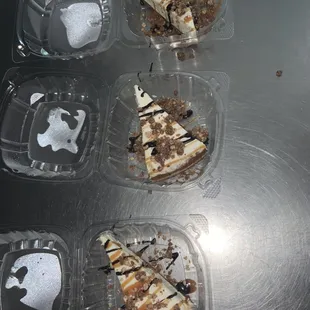 Turtle cheesecake slices are homemade and fresh!