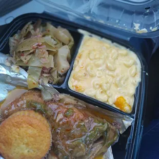 Smothered Baked chicken, Mac n cheese, cabbage and cornbread 27