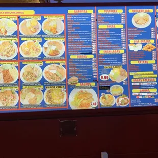 menu, pancakes