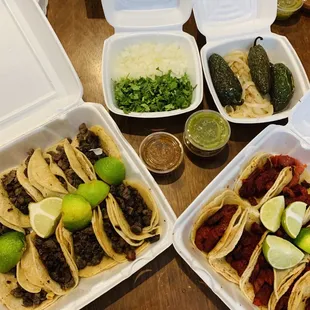 Steak and al pastor tacos
