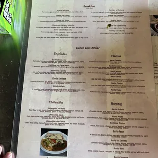 Front of menu