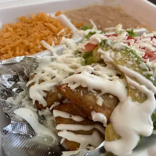 These are the delicious flautas de pollo at at Angelica's kitchen, which is connected to the gas station LBA off of highway 95!
