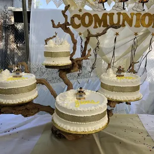 a table with a cake on it