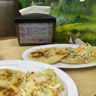 5 different Papusas with Guatamalan salads