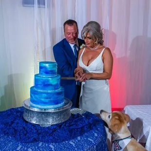 Cake cutting on patio