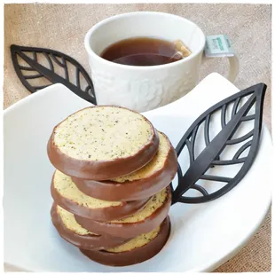 Earl Grey Cookies Dipped in Chocolate