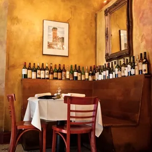 a table and chairs in a restaurant