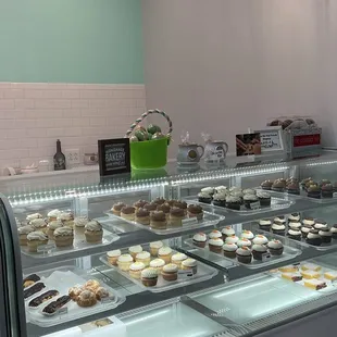 a display of cupcakes