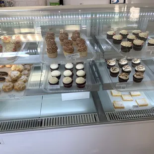 a display of cupcakes