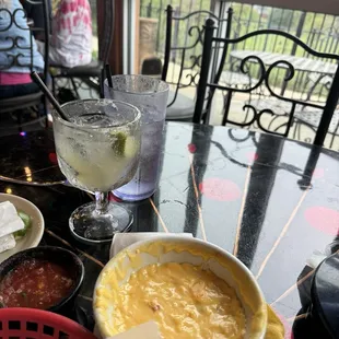 Spicy margarita and Queso de Angelina.
