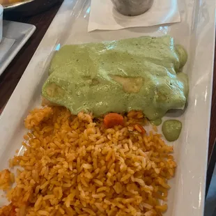 Shrimp enchiladas with habanero avocado crema!