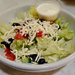 Side salad with ranch. I do not like brown lettuce