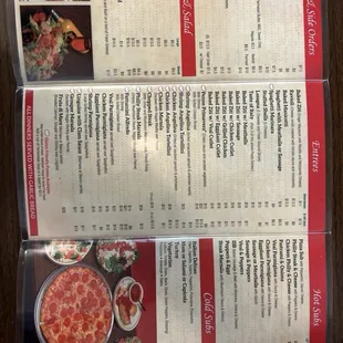 the menu and prices